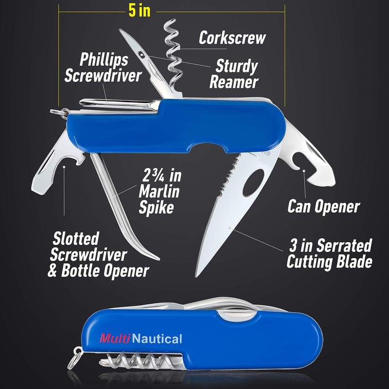 Maxam Multi-Function Sailor/Boating Knife, ideal for Fishing, or Sailing -