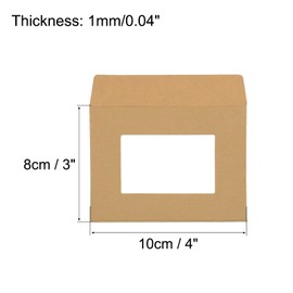 PATIKIL Full Face Window Envelopes 10 Pack 4'' Clear Double Sided for Mailing Statement Photos Catalogs, Brown