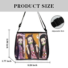CNEISEJK Anime Slayer Crossbody Bag, Nezuko Shoulder Bags Tanjirou Kamado Cosplay Cell Phone Purse Coin Pouch (Pink)