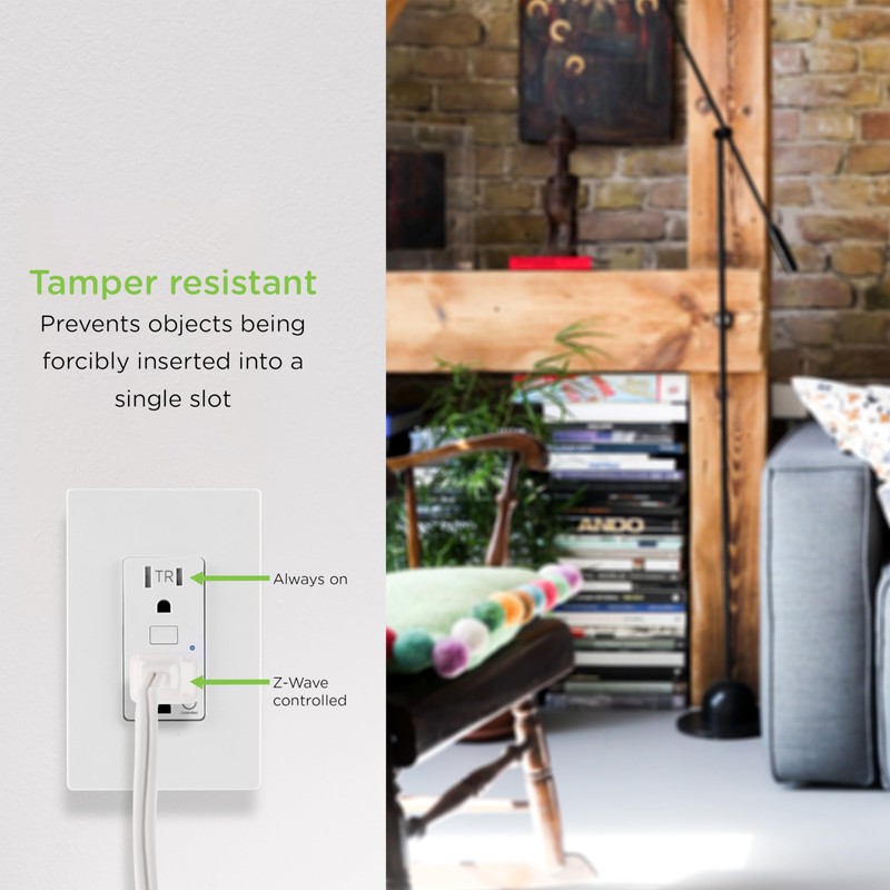 Enbrighten Z-Wave Plus in-Wall Smart Tamper-Reistant Outlet, Works with Alexa,