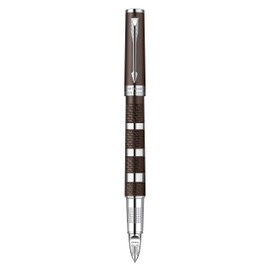 Parker Ingenuity Large Brown Rubber and Metal Chrome Trim Medium Nib 5th Technology Pen - Gift Boxed