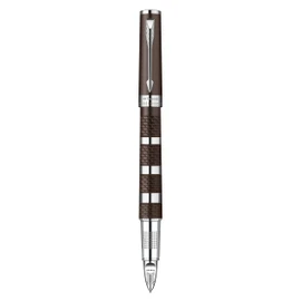 Parker Ingenuity Large Brown Rubber and Metal Chrome Trim Medium Nib 5th Technology Pen - Gift Boxed