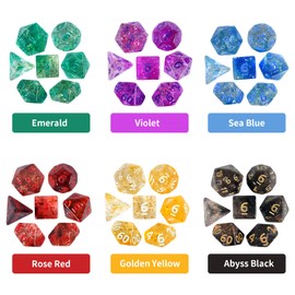 FLASHOWL Transparent Crystal Ribbon Dice D20 Dice Dungeons and Dragons Dice Games Table Dice Polyhedral Roll Play W20 Dice DND RPG MTG Polyhedral Dice (7pcs Blue)
