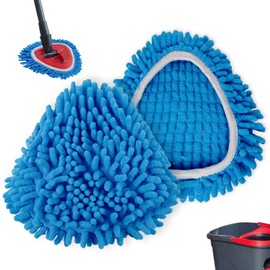 2 Pieces Chenille Microfiber Scrubber Mop Refills, Spin Mop Head Replacements for Vileda Ocedar Easywring 1 Tank System for Cleaning Floors, Glass and Walls, Washable and Reusable (Blue)