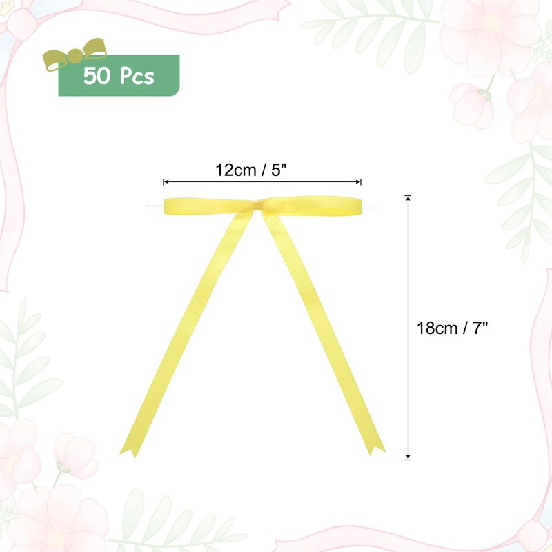 MECCANIXITY 50 Pcs 5x7 Twist Tie Bows Satin Ribbon Bows