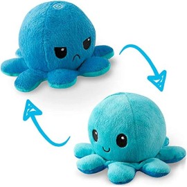 TeeTurtle Original Reversible Octopus Plushie Light n Dark Blue Sensory Fidget