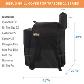 JIESUO Grill Cover for Traeger 22 Series Wood Pellet Grill and More, Heavy Duty Waterproof Wood Pellet Grill Cover, Outdoor Full Length Grill Cover