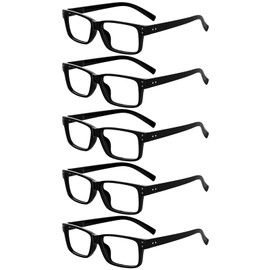 Eyekepper Vintage Reading Glasses for Men - 5 Pack Spring Hinges Classic Readers - Black Frame +1.25