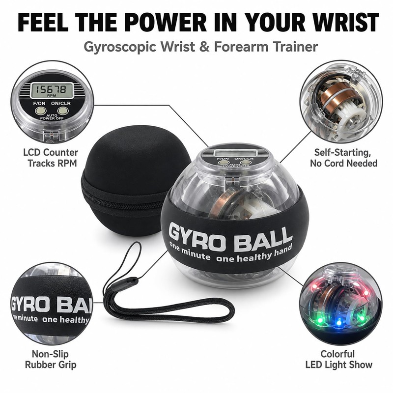 Gyro Ball Hand Exerciser & Power Ball Hand Exerciser Adjustable
