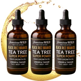 Infinix Jamaican WILD Black Rice Bran Oil with Tea Tree | Super Power Hair Growth Oil – Natural & Nourishing Formula | Face, Body & Hair | Thicker, Fuller Hair | 2 Fl Oz Each (Pack of 3 (2 Fl Oz))