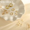 VEEDOFA 5 Pairs Small Earrings Set for Women,14K Gold Plated