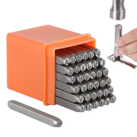 WiMas 37 Pieces 3 mm Numbers and Letters Punch Set Punch Set Letter Alphabet A-Z, Numbers 0-9, & Love Seal Stamp for Printing Metal Plastic Wood Leather DIY