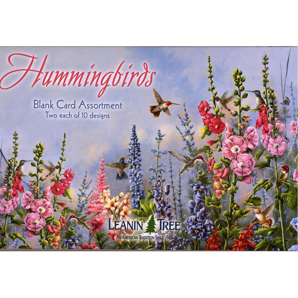 Hummingbirds - Blank Card Assortment by Leanin' Tree (AST90633) - 20 cards with full-color interiors and 22 designed envelopes