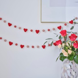 Ginger Ray Valentine's Day Felt Heart & Beads Hanging Bunting Garland Decoration 1.5m