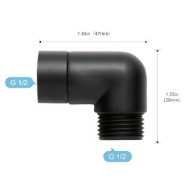 OFFO Shower Head Elbow Adapter, All Metal Handheld Shower Head Elbow Adapter Shower Arm Angle Adapter 90 Degrees, Matte Black