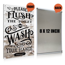 BEASTZHENG Rustic Bathroom Metal Tin Sign Wall Decor - Farmhouse Bathroom Quote Saying Tin Sign for Toilet Restroom Home Decor Gifts