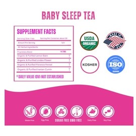 Secrets Of Tea Baby Sleep Tea- Organic Baby Comfort Tea - Gentle Soothing Herbal Blend for Infants - Caffeine-Free Natural Calm 20 Sachets (1Pack)