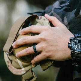 ThunderFit Silicone Wedding Ring Unisex, Laser Printed Design 6mm Wide 2mm Thick