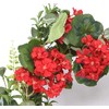 dé 24 Inch Red Geranium Wreath on Hand Tied Twig