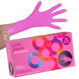 FRAMAR Pink Nitrile Gloves Extra Small – Extra Small Disposable Gloves, Cleaning Gloves, Cooking Gloves, Kitchen Gloves, Rubber Gloves Disposable, Gant Nitrile, Latex Free Gloves Disposable – 100p