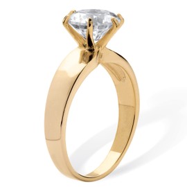 PalmBeach Yellow Gold-plated Sterling Silver Round Cubic Zirconia Solitaire Engagement Ring Sizes 6-10 Size 8