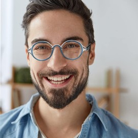 YTDBNS Gafas De Lectura Redondas Retro Para Hombre Y Mujer, Diseño Elegante De Montura De Color, Bloqueo De Luz Azul, Bisagras De Resorte, Antifatiga Visual, 3.25