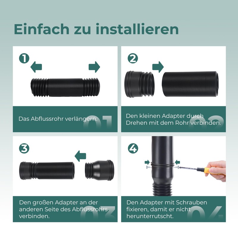 BKITC Gutter Flexible Downpipe Extension, Round Extension for Downpipe 80/100