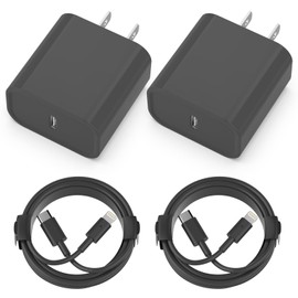 Phone Charger, 2 Pack 20W PD USB C Wall Fast Charger Adapter with 2 Pack 6FT Type C to Lightning Cable Compatible for Phone 14 13 12 11 Pro Max XR XS X,Pad（Black）