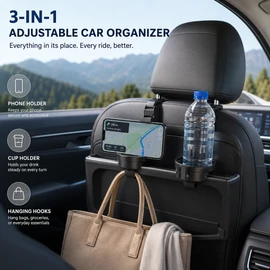 Adjustable Car Air Vent Cup Holder for Drinks – 3-in-1 Plastic Auto Organizer for Bottles, Cans & Small Items