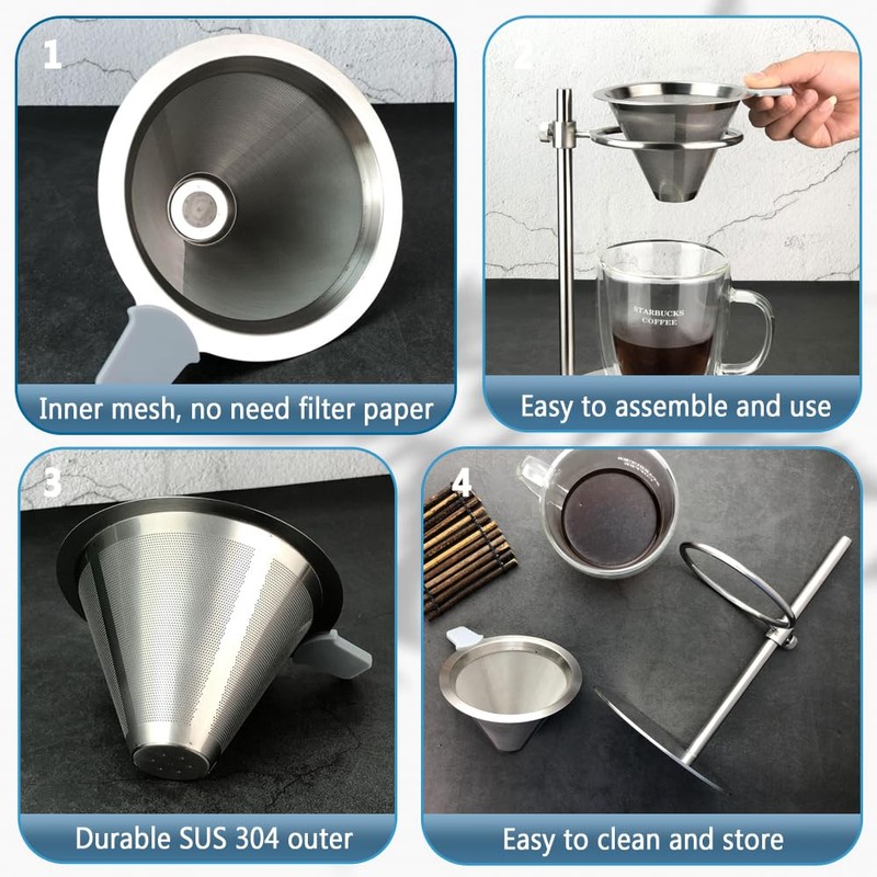 Bevansol Adjustable Stainless Steel Coffee Dripper Stand for Pour Over