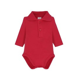 Ellepi Long Sleeve Polo Collar Bodysuit Warm Cotton High Neck Boys Months White Cream Red Blue Light Blue, red