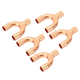 PATIKIL 1/4 Inch ID Copper Fitting, 5 Pcs 3 Way Y Type 99.9% Pure Copper Pipe Fitting Welding Connection for HVAC Air Conditioning Plumbing Refrigeration Pipe
