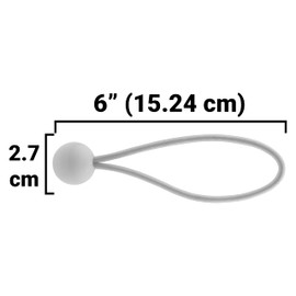 6"white bungee ball,marquee ties,elasticated toggles,shock ties,tarpaulin tie down,camping PACK OF 20