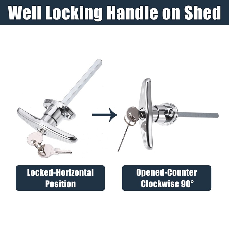 X AUTOHAUX 2 Set Garage Door T-Handle Lock Kit Shed