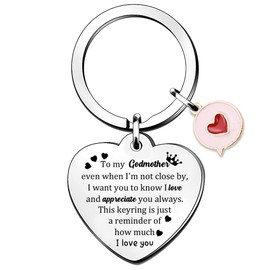 HZBLAZ Godmother Keychain Rings Godmum Family Love Mother's Day Keyring God Mummy Birthday Heart Key Tag Accessory Christmas Cute Woman Souvenirs Love and Appreciate Reminder Keepsake