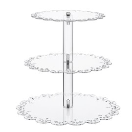 JOUTYFOR Acrylic Cupcake Stand 3 Tier Clear Dessert Tower Holder for 24 Cupcakes Round Transparent Display Cupcake Stand Table Centerpiece for Wedding Baby Shower Birthday Party Supplies