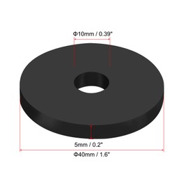 PATIKIL Rubber Spacer Anti-Vibration Spacer Washer Seal Gasket Multi-Purpose 40mm OD x 10mm ID x 5mm Thick Insulation Pad Rubber Washers for HVAC Machine Bolts Black