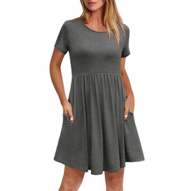 Women's Dresses Casual Crew Neck T-Shirts A-line Dress Summer Dresses for Women XS-2XL