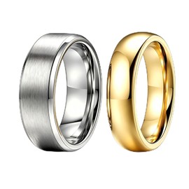 GTMJ 2PCS Wedding Band Stainless Steel Ring for Men Women-Hypoallergenic & Waterproof-Never Tarnish-6MM and 8MM Mens Ring Comfort Fit Size9.5