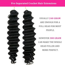 Ustarbeauty Deep Wave Knotless Pre-Separated Crochet Hair Extensions Feather Hair Extensions - 20", 120g