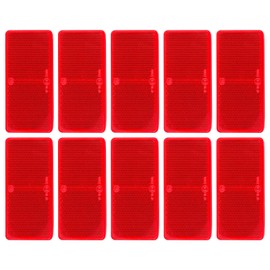 Yinaolan 10 Pack Red Self Adhesive Rectangle Reflectors, E9 Approval Road Safety Stick-on Rear Reflectors for Trailer Caravan Truck Lorry or Agricultural Machines