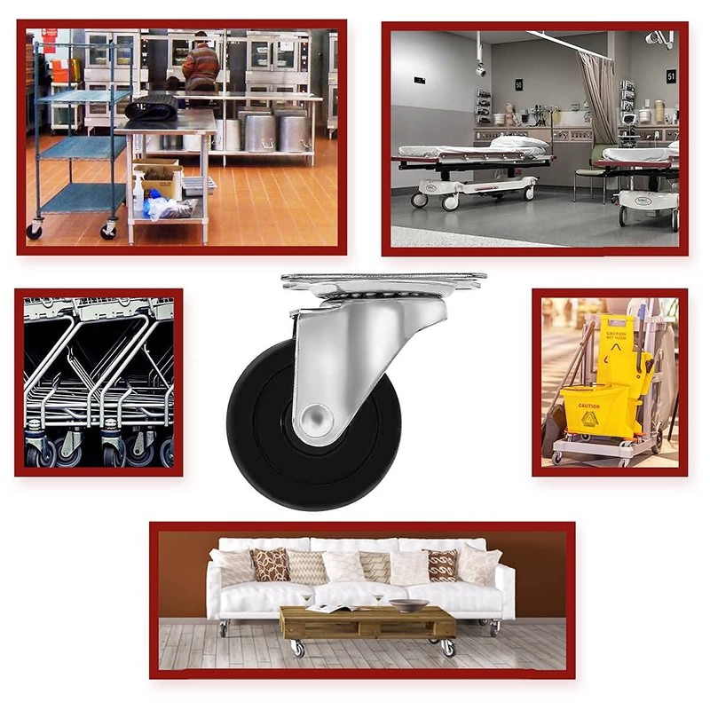 24 Pack 2" Swivel Caster Wheels Hard Rubber Base with