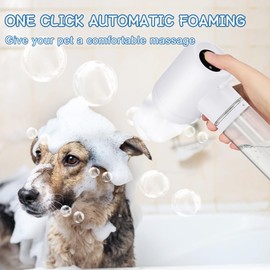 Dog Brush with Massage Head, Ergonomic Grip Handle,Electric Pet Bubble Bath Brush with Massage & Foaming Function, Ideal for Dogs and Cats, Gentle on Fur, Deep Cleansing