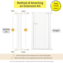 Lumizone Extra Tall Cat Gate Extension Kit 55.12" High Pressure Mounted 2025 New 8.27" Extra Wide 1.37" Gap No Drilling Tall Pet Gate for Dogs (White, 8.27"/21cm，Extension)