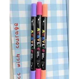 Acrylic Paint Markers, 12 Colors Dual Tip Art Markers with Fine Tip & Dot Tip for Rock, Canvas, Wood, Non-Toxic Art Supplies for Kids, Adults, Classroom, DIY Crafts & Holiday Decorations