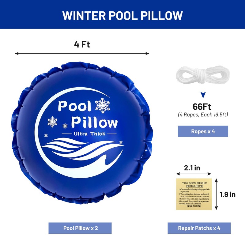 ranwin 2Pack-4 x 4FT Pool Pillows for Above Ground Pools,