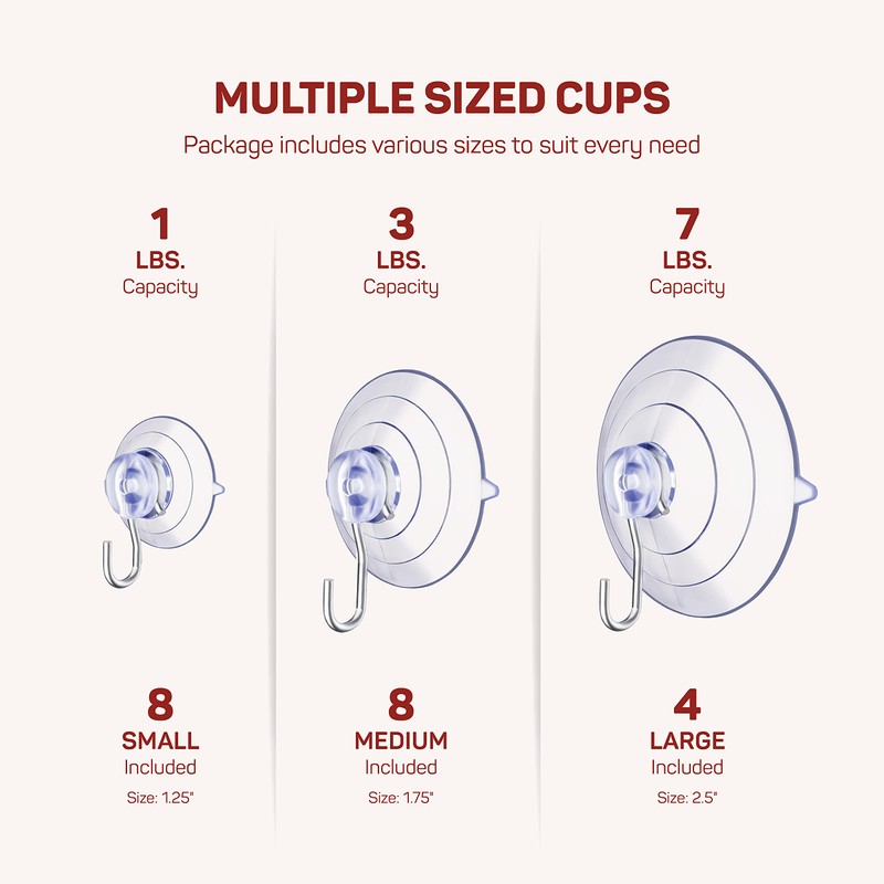 SEWANTA All-Purpose Suction Cup Hooks [10PK Combo Set] Powerful Window