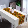 Oudain 6 Pcs 54" x 108" Kente White Plastic Tablecloths