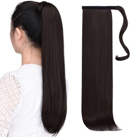 SYXLCYGG Straight Ponytail Extension,Hair Clip Wrap Around Ponytails Brown 22" 5.1 Oz Women Synthetic Girl Fake Hair Piece Wig
