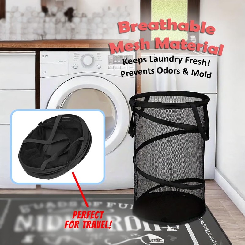 Pop Up Hamper for Laundry Mesh Collapsible Laundry Basket |